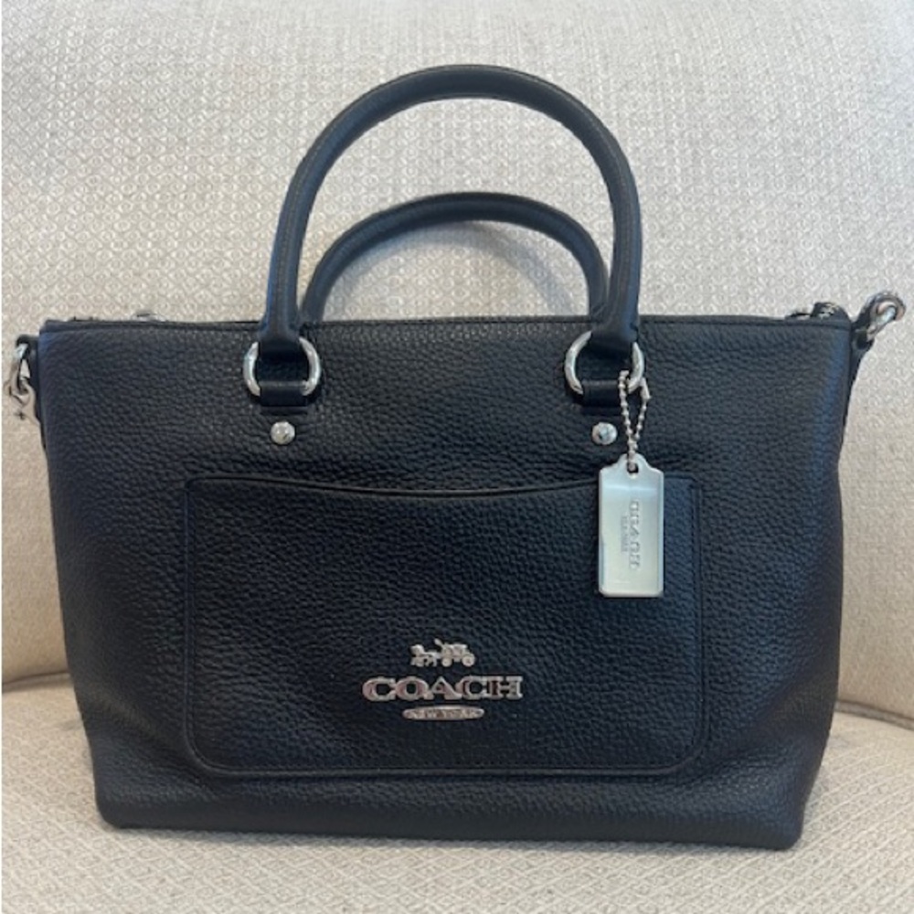 Black Leather Coach Tote Bag
